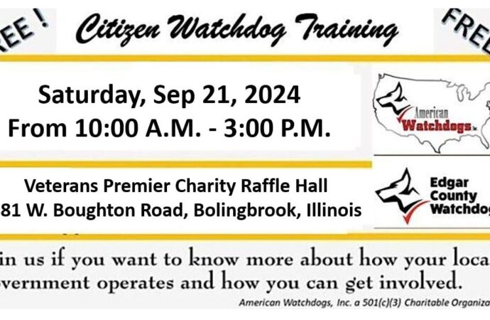 Bolingbrook Citizen Watchdog Training Seminar – Sep 21, 2024 –